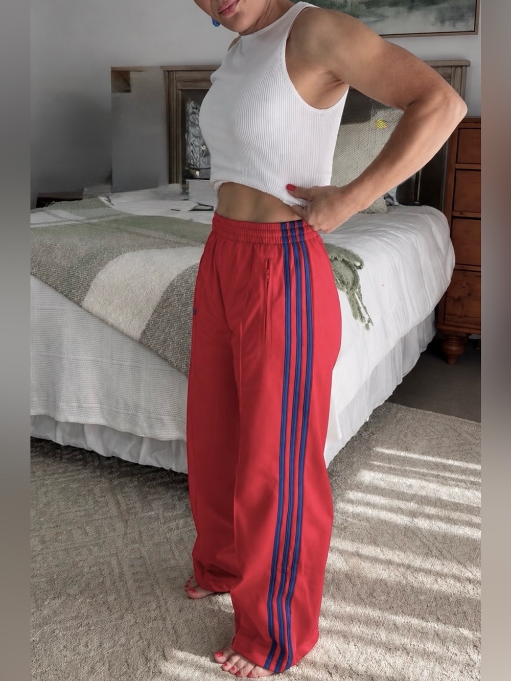 Adidas Women’s Classic Firebird Loose Track Pants Semi Lucid Red/Blue KD3662
